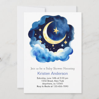 Celestial Starry Space Boy Shower Inbjudningar