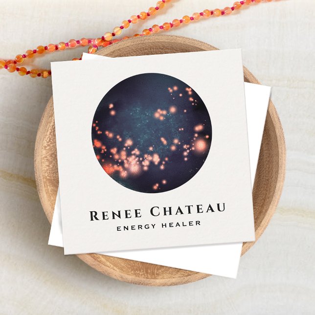 Celestial Stars Cosmic Energy Healer Yoga Teacher Fyrkantigt Visitkort (Skapare uppladdad)