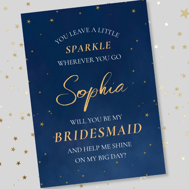 Celestial Stars Elegant  Bridesmaid Frieri Anteckningskort (Skapare uppladdad)