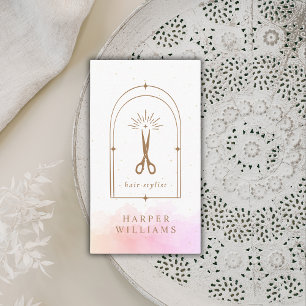 Celestial Stars Hair Stylist Salon Rosa guld Visitkort