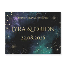 Celestial Stars | Marinblå/Teal Guld Bröllops Magn