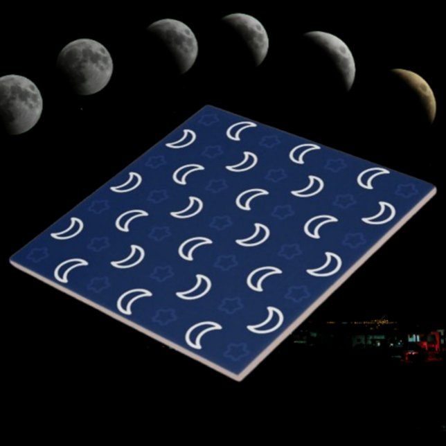 Celestial Stars & Moon Keramisk Kakel – Marinblå (Skapare uppladdad)