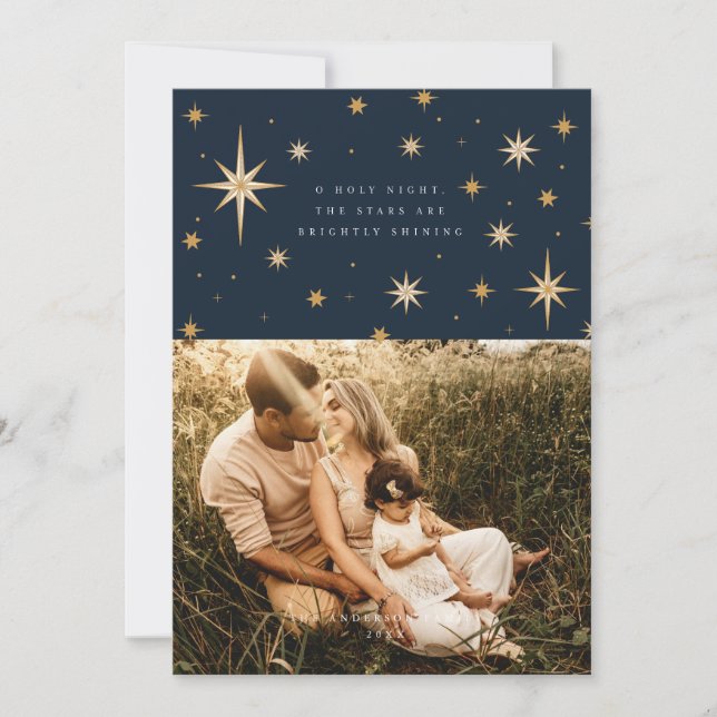 Celestial Stars O Heliga Natt Foto Kort (Framsida)