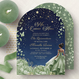 Celestial Stars Sage Grönt Quinceanera Inbjudningar