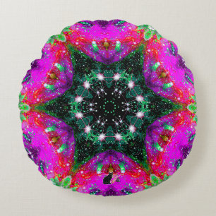 Celestial Stellar Kaleid Round Pillow Rund Kudde