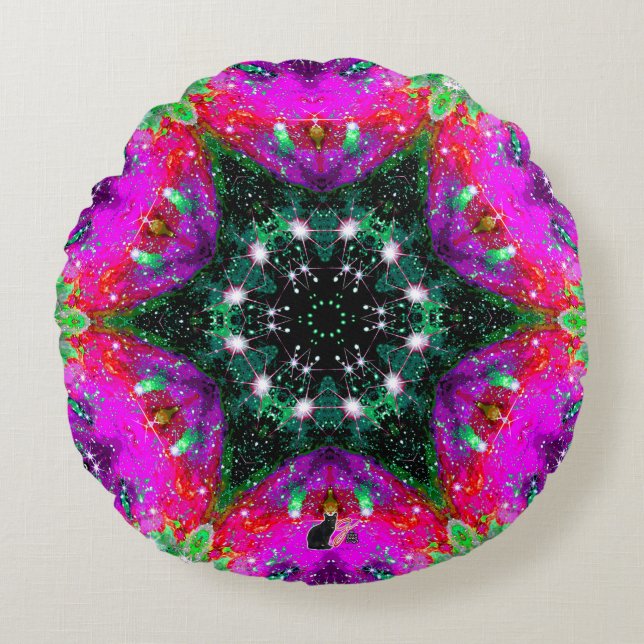 Celestial Stellar Kaleid Round Pillow Rund Kudde (Framsidan)