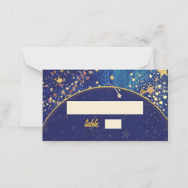 Celestial stjärnblått bröllop placeringskort