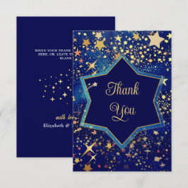 Celestial stjärnblått bröllop tack kort