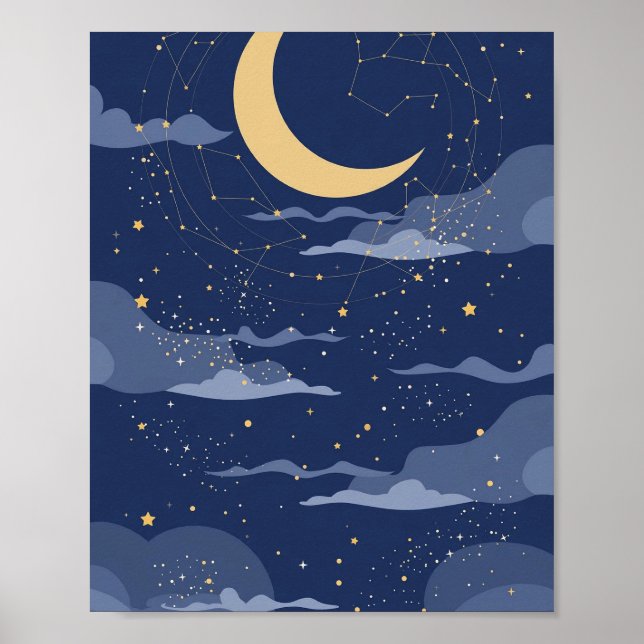 Celestial Stjärnklar Bröllopsaffisch Poster (Framsidan)