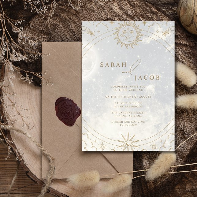 Celestial Stjärnorna Skrivna Bröllop  Inbjudningar (Celestial Written in the Stars Wedding Invitation)