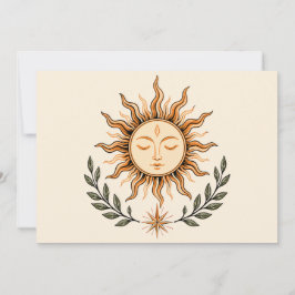 Celestial Sun Face Botanical Mystical Art Inbjudningar