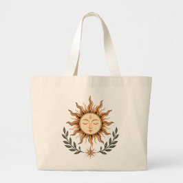 Celestial Sun Face Botanical Mystical Art Jumbo Tygkasse