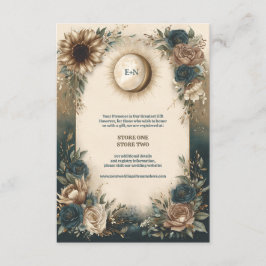 Celestial Sun Moon Boho Floral Rustic Wedding Tilläggskort