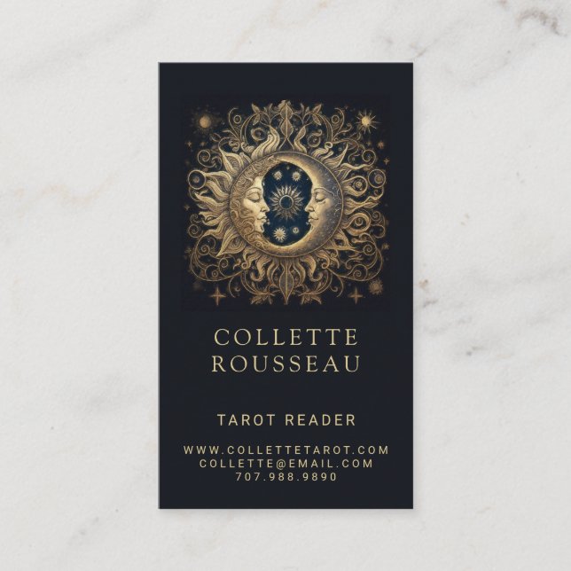 Celestial Sun Moon Tarot Reader Visitkort (Framsida)