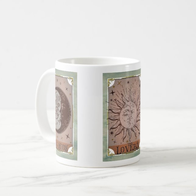 Celestial Sun & Moon Vintage Tarot-kort Kaffemugg (Framsida vänster)