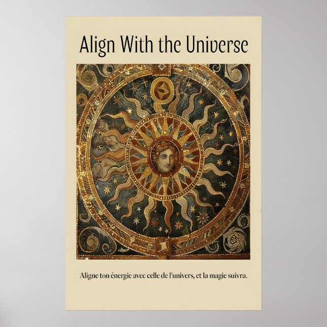 Celestial Sun Mosaic Konsttryck Antik Astrologi Poster (Framsidan)
