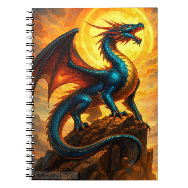 Celestial Sunfire Dragon Fantasi Anteckningsbok (Framsidan)