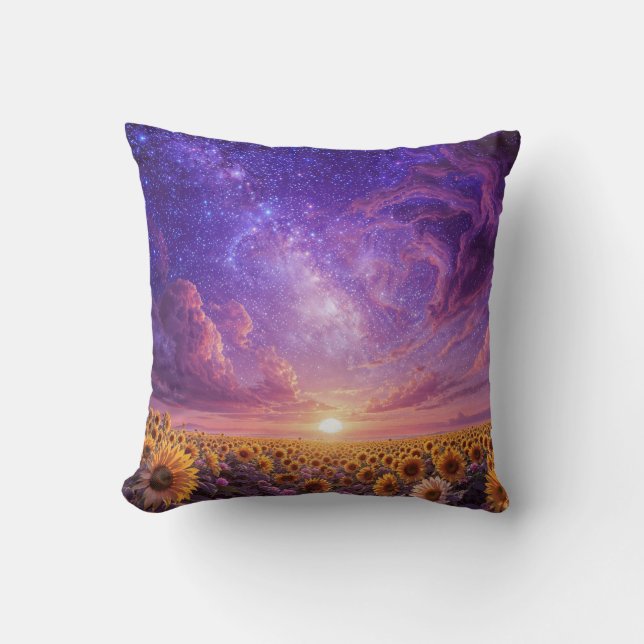 Celestial Sunflower Throw Pillow Kudde (Framsida)