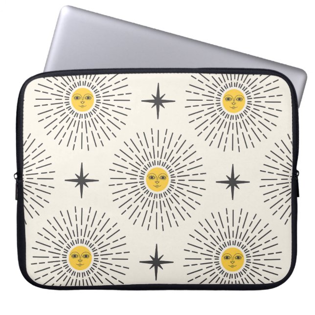 Celestial Sunshine Vintage Mönster Laptop Fodral (Framsidan)