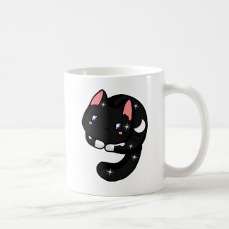 Celestial svart katt för katt och Älskare med stjä Kaffemugg