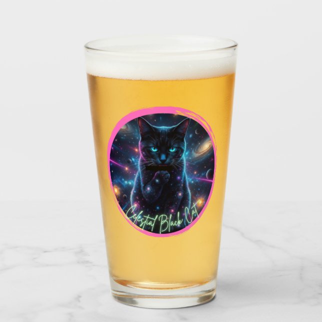 Celestial Svart Katt Glaskopp (Framsida fylld)