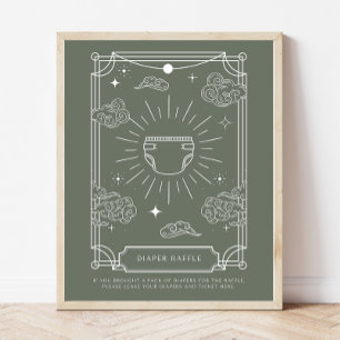 Celestial Tarot Baby Shower Diaper Raffle Sign Poster