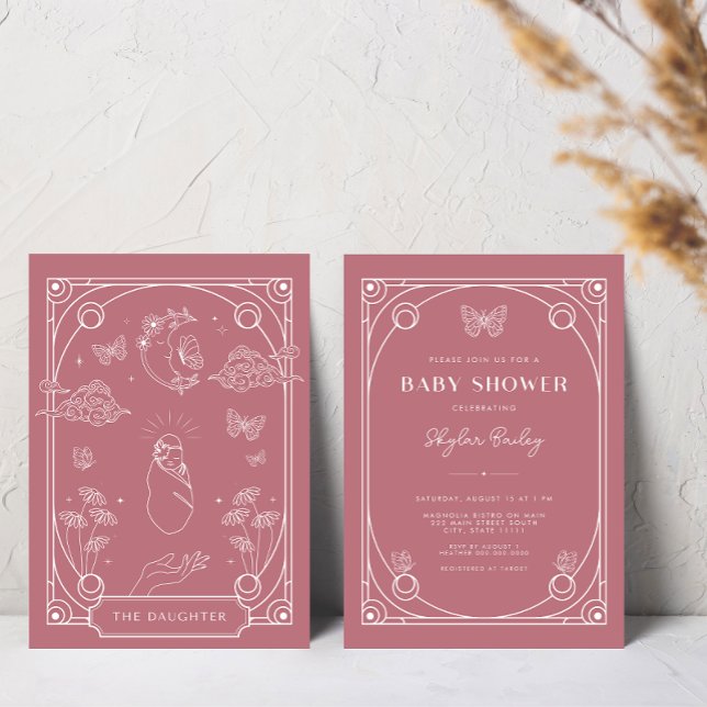 Celestial Tarot Girl Baby Shower-inbjudan Inbjudningar (Skapare uppladdad)