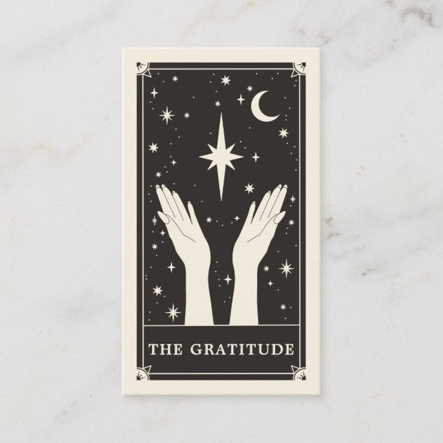 Celestial Tarot Gratitude, tack Affärskort Visitkort (Framsida)