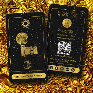 Celestial Tarot Logotyp Black Guld Fotograf Visitkort