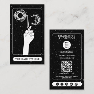 Celestial Tarot Logotyp Hairdresser Black White Visitkort