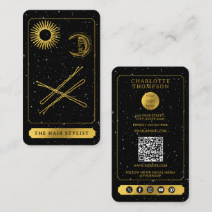 Celestial Tarot Logotyp Hairdresser Hair Stift Gul Visitkort