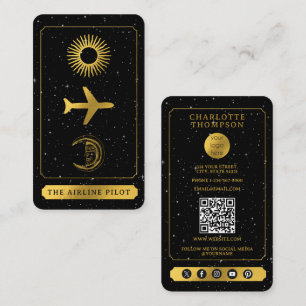 Celestial Tarot Logotyp Pilot Agent Black Guld Visitkort