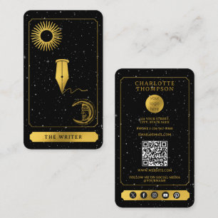 Celestial Tarot-logotyp Svart Guld Författare Utgi Visitkort