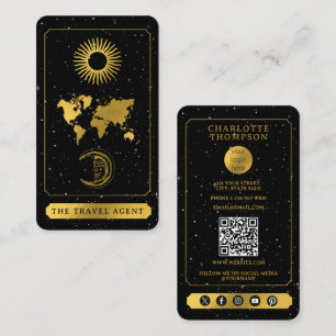 Celestial Tarot Logotyp Travel Agent Black Guld Visitkort