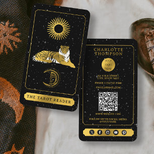 Celestial Tarot Reader Guld Tiger Energy Healer Visitkort