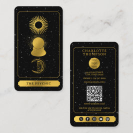 Celestial Tarot Reader Psychic Boll Guld Black Visitkort