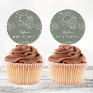 Celestial Tarot Sage Baby Shower Stickers Runt Klistermärke