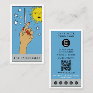 Celestial Tarot Sol Hairdresser Hair Salon Logotyp Visitkort
