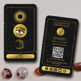 Celestial Tarot Sol Måne Eyebrow Specialist Visitkort