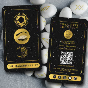 Celestial Tarot Sol Måne Makeup Artist Black Guld Visitkort