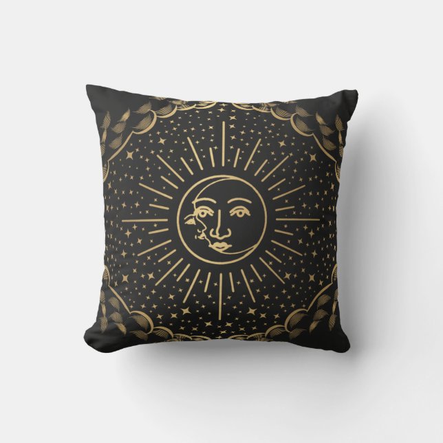 Celestial Tarot Sol och Måne Gothic Dekorativ kudd Kudde (Framsida)