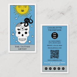 Celestial Tarot Sol Tatuering Piercing Logotyp Visitkort