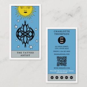 Celestial Tarot Sun Tattoo Artist Piercer Logo Visitkort
