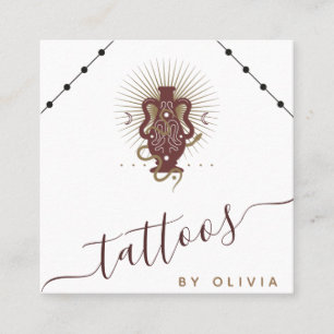 Celestial Tatto Artist Boho Snake & Social Media Fyrkantigt Visitkort