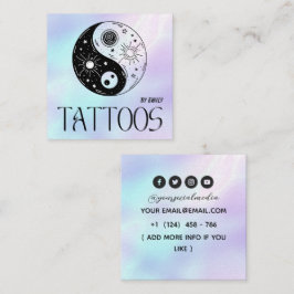Celestial Tattoo Salon Holografisk Fyrkantigt Visitkort