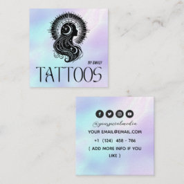 Celestial Tattoo Salon Holografisk Fyrkantigt Visitkort