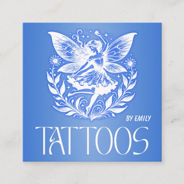 Celestial Tattoo Salon Måne Holografisk Fyrkantigt Visitkort (Framsida)