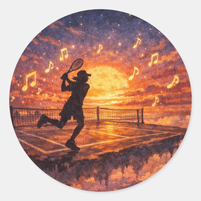 Celestial Tennis Runt Klistermärke (Framsida)