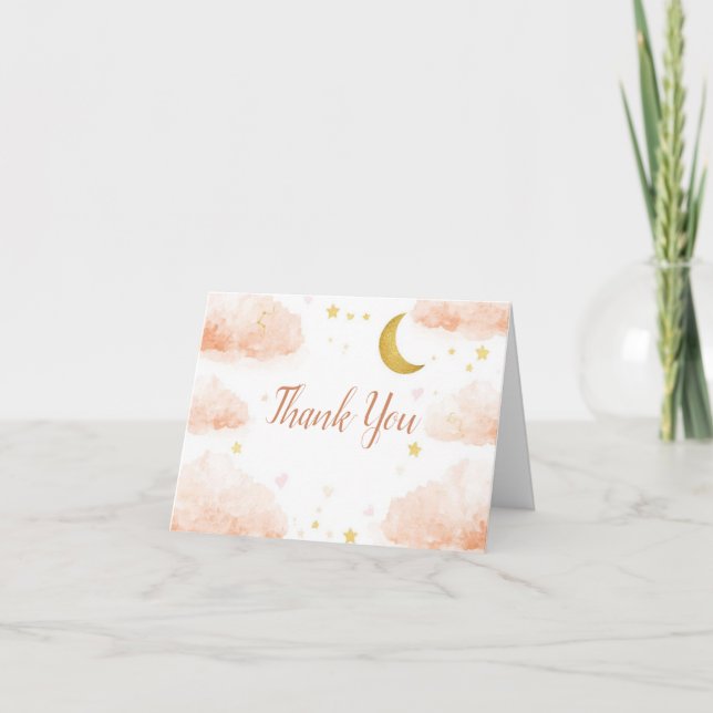 Celestial Thank You Card | Watercolor Clouds Tack Kort (Framsida)