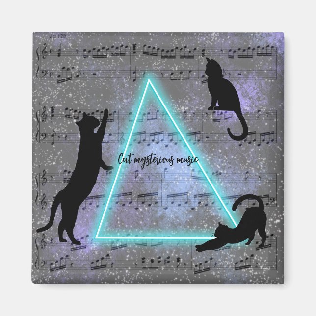 Celestial Three Music-Loving Svarta katter Magnet (Framsidan)